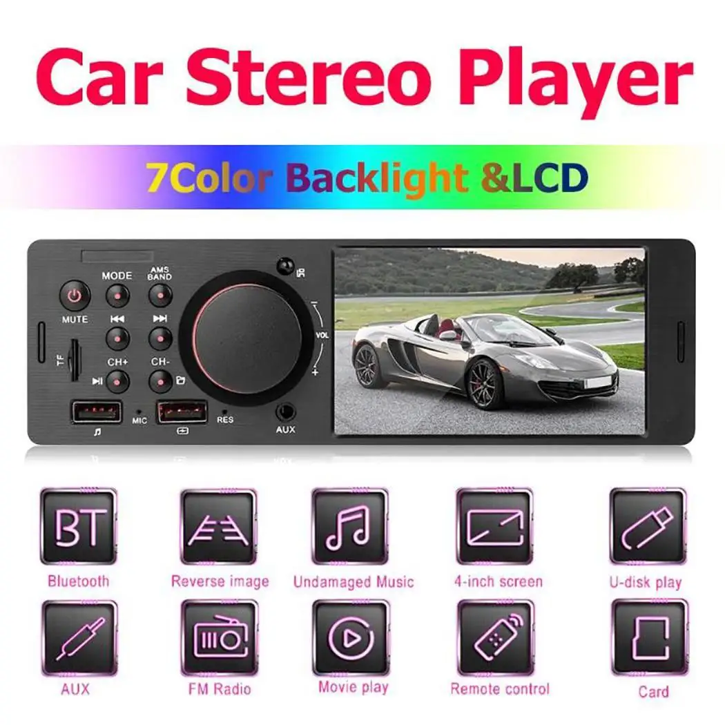 

4.1'' Bluetooth Car MP5 Player 1 Din Auto FM Radio Touch Screen TF USB Handsfree Car Stereo Video Audio Multimedia Player 7805