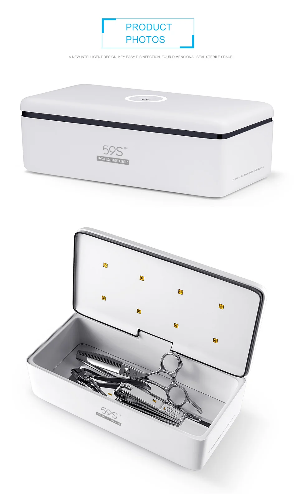 59S УФ стерилизатор, коробка для косметических инструментов, стерилизатор, коробка для хранения S2, переносная дезинфекционная коробка для салона, инструменты для маникюра, оборудование для макияжа