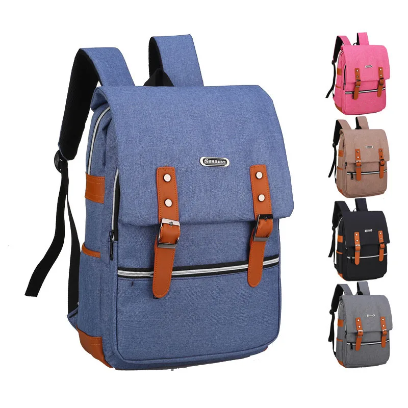 17 Inch Canvas Backpack Notebook Tablet Travel School Men Women Portable Laptop Bag For Mac Dell ...