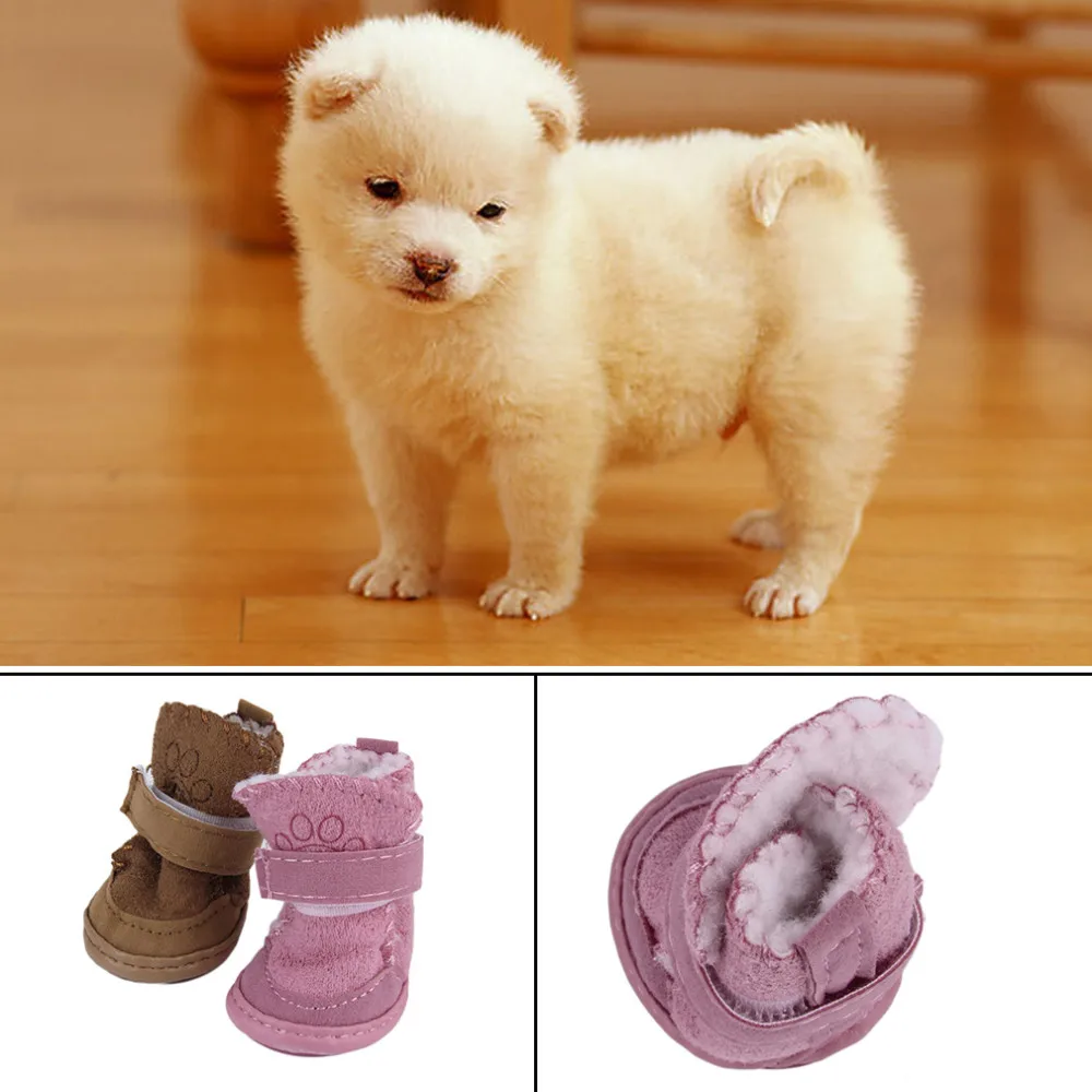 2 цвета новые модные собака питомец обувь зимние сапоги ребенок Тедди хлопок лен маленькая собака обувь зимние сапоги Прямая