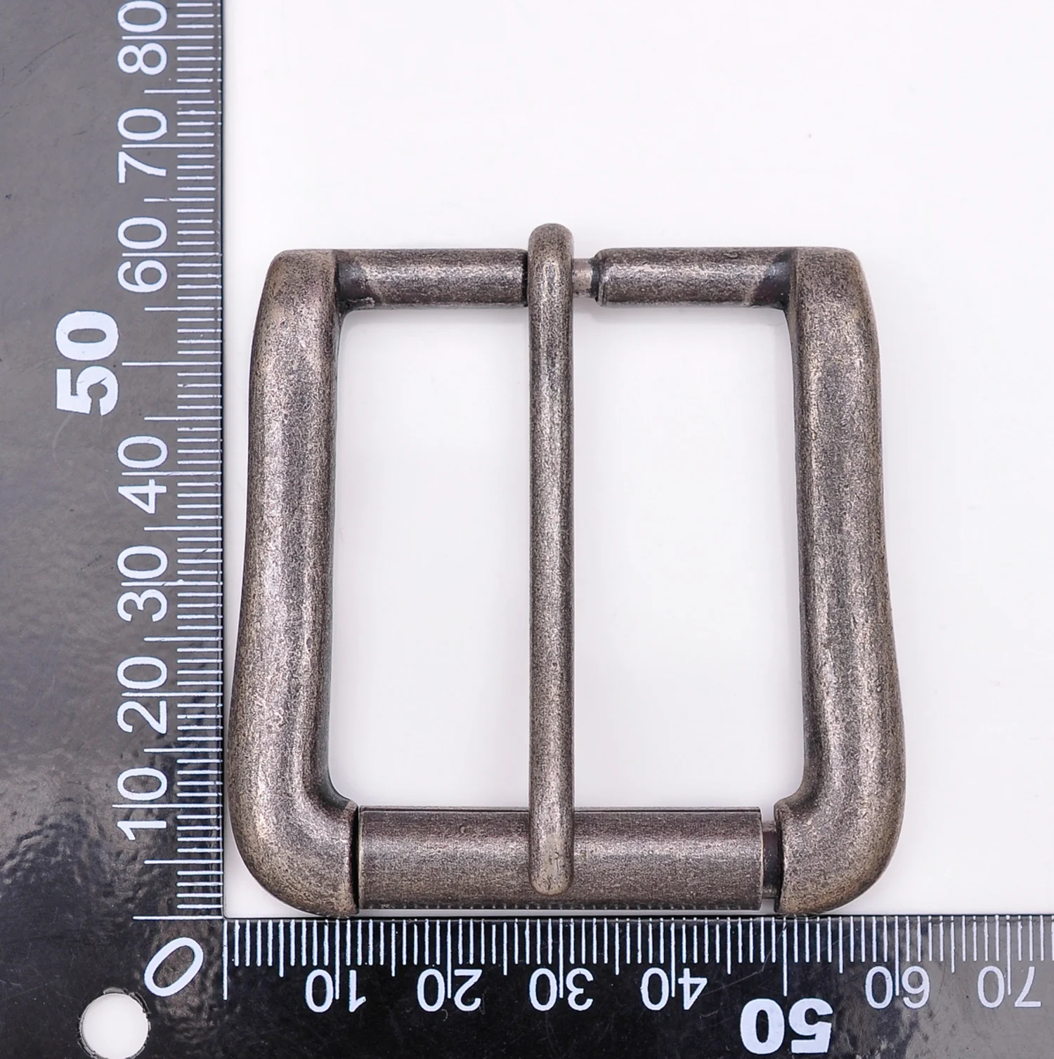 40mm Vintage Silver Two-Tone Heavy Square Roller Single Prong Pin Belt Buckle 