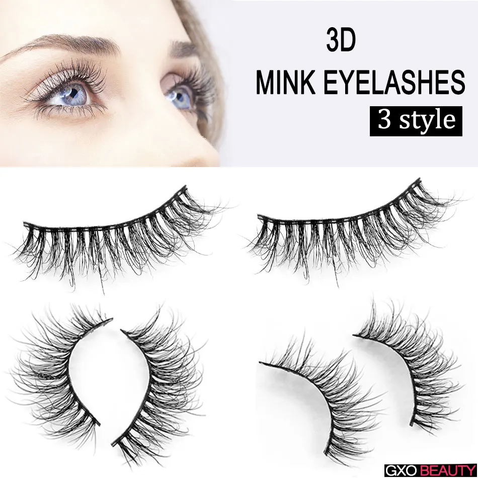 GXO BEAUTY Mink Lashes 3D Handmade Eyelashes Natural False 1 Pair Fake Eye Strip Extension-N1-44 | Красота и здоровье