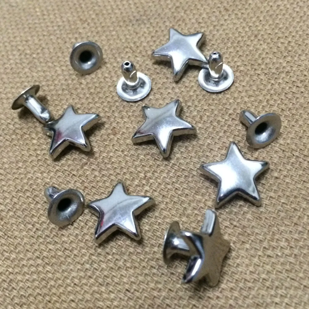 100PCS 11MM Silver Star Studs Punk Spike Studs Spots Fashion Rivet DIY