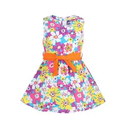 Mudkingdom/Летняя майка без рукавов для маленьких девочек, платье с цветочным рисунком, милое пляжное платье