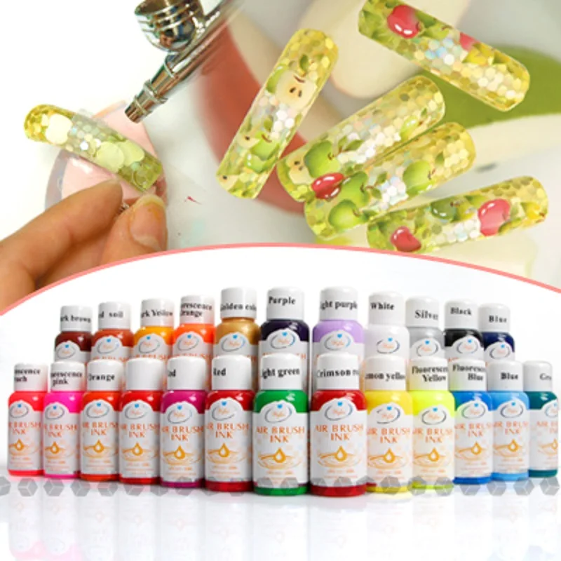 Free Shipping 24 Colours 30ml Nail Art Airbrush Paint Ink For Free Shipping 24 Colours 30ml Nail Art Airbrush Paint Ink For Painting Design Full Set In Sets Kits From Beauty Health On Aliexpress Alibaba