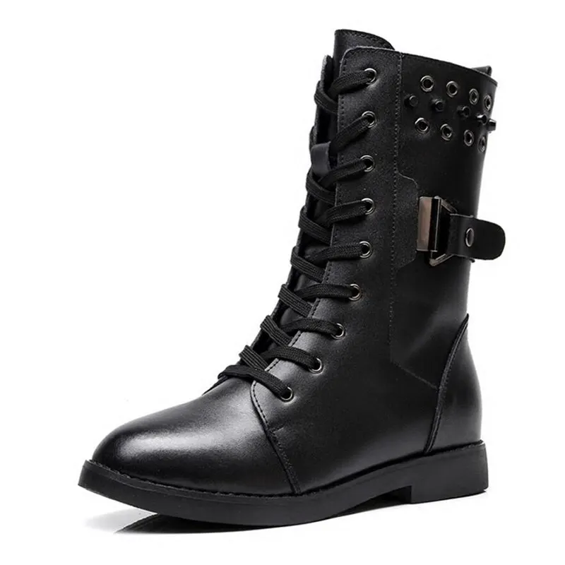

2018 New Autumn And Winter Motorcycle Shoes Leather Flat Martin Moto Boots Velvet Short Boots Wild Motorcycle Boots