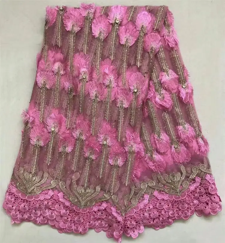 

Pink African Lace Fabric 2018 High Quality Lace Nigerian Lace Fabric With Stones Embroidery Tulle French Lace for Women Dress