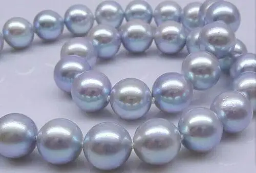 

20"10-11mm natural south sea silver gray round pearl necklace 925 silver