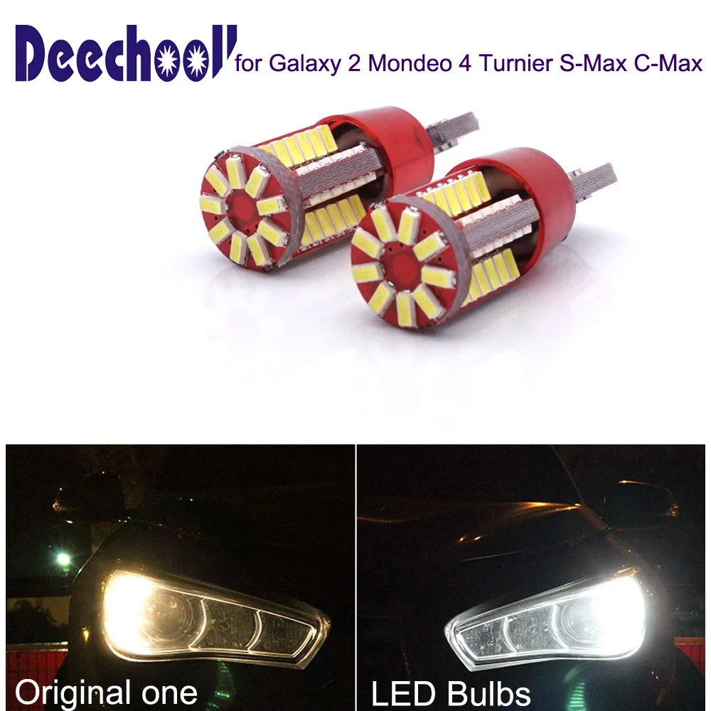 

deechooll 2pcs Car LED Clearance Lights Bulb for Ford Galaxy 2 Mondeo 4 Turnier S-Max C-Max ,T10 6W 57SMD Wedge Lighting Bulbs