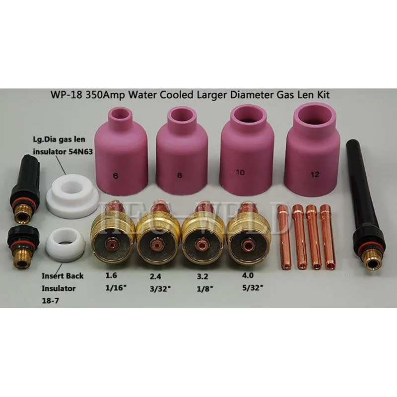 TIG Consumable KIT Large Diameter Alumina Nozzle Gas Lens Collet Bodies