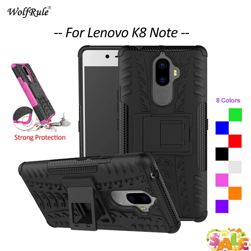 

For Cover Lenovo K8 Note Case WolfRule TPU & PC Holder Armor Bumper Protective Back Phone Case For Lenovo K8 Note Cover 5.5''