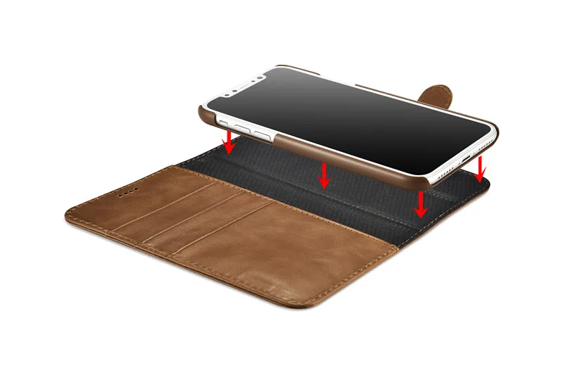 ICarer Пояса из натуральной кожи съемная 2 в 1 бумажник чехол книжка для IPhone X