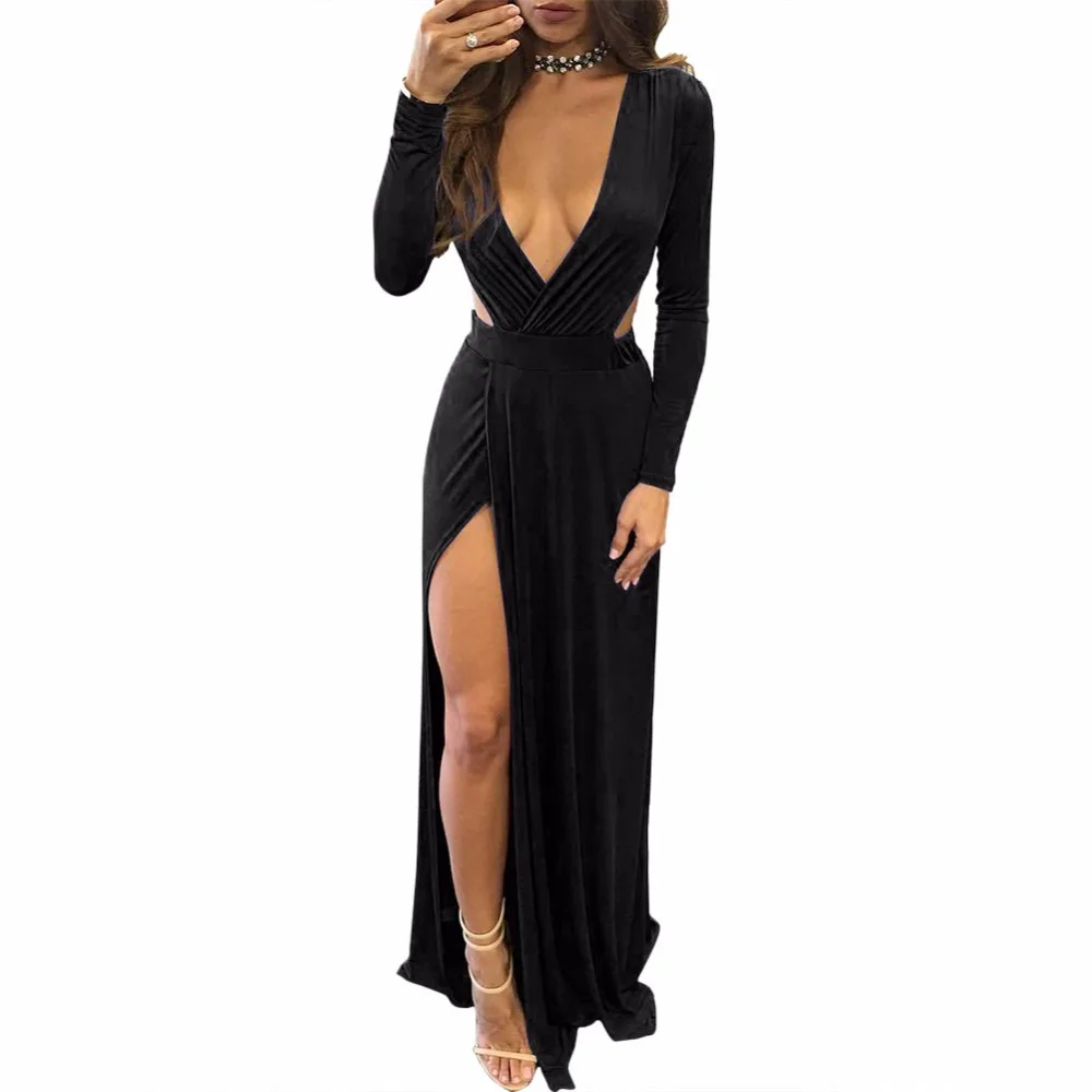 long sleeve cleavage dress