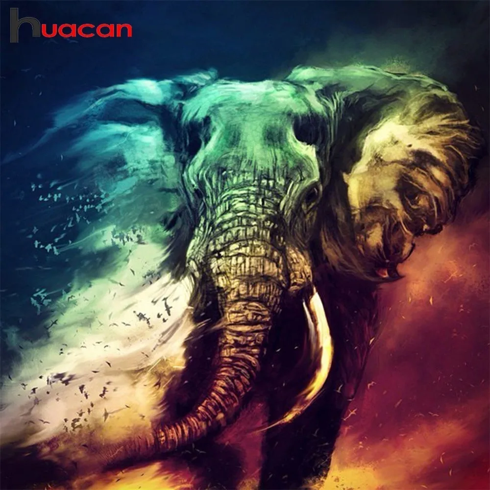 

Huacan 5D Diamond Painting Cross Stitch Elephant Pictures By Rhinestones Diamond Mosaic Animal Full Square Diamond Embroidery