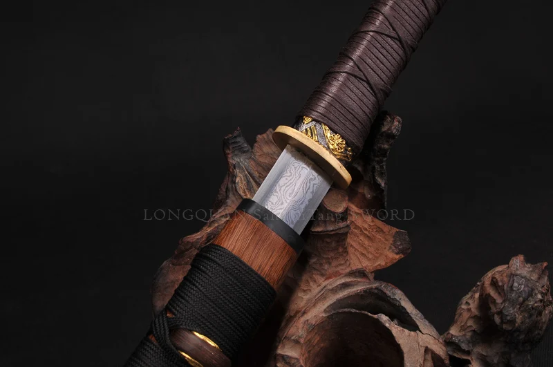 Chinese Short Sword Fuly handmade Damascus Folded Steel Full tang blade Han Dynasty Sword Home Decoration Collecation Sword