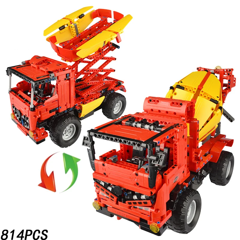 

814pcs 2in1 Technic Remote Control RC Mixer Truck Power Car Building Blocks Bricks Compatible Legoing Diy toys for children gift