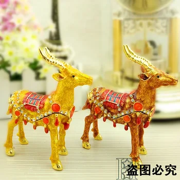 

European painting crafts, metal crafts Painted antelope sheep,desktop Decoration home ornaments gift(A441)