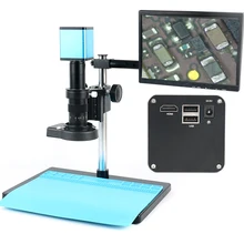 Автофокус SONY IMX290 HDMI TF видео Автофокус промышленный микроскоп камера комплект+ 180X c-крепление объектива+ подставка+ 144 светодиодный кольцевой светильник+ ЖК-дисплей