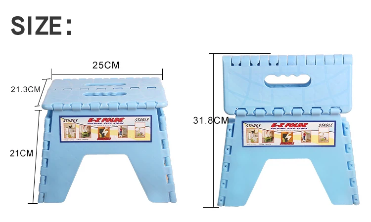 Пластиковые Детские табуретки портативный складной стул прочный и прочный Максимальная нагрузка 130 кг синий или розовый можно дополнительно M