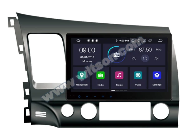 Discount 10.1" Android 9.0 Pie OS Car Multimedia Navigation GPS Radio for Honda Civic 2006 2007 2008 2009 2010 2011 with 4GB RAM 64GB ROM 2