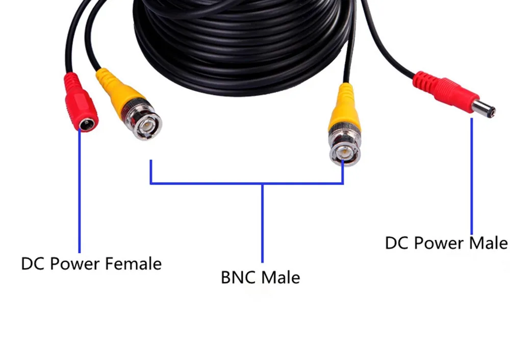 BNC видео Мощность комбинированный кабель 59ft 18 м для аналогового AHD CVI CCTV камера видеонаблюдения комплект