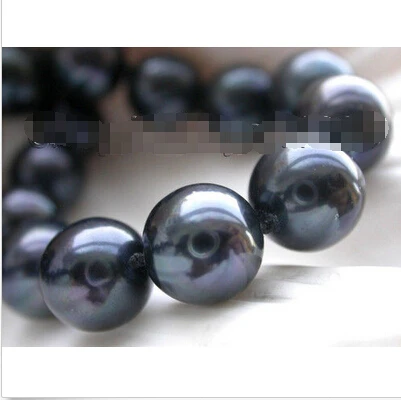 

Free shipping >>>>>>17" Genuine Natural 11mm Black Round Pearl Necklace!