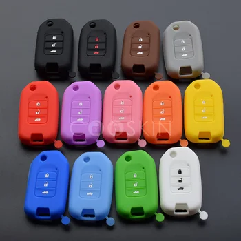 

100pcs/lot silicone rubber Car Key Cover case for Honda Accord 9 Crider Civic Jade SPIRIOR CR-V Fit 3 Buttons Flip Folding Key