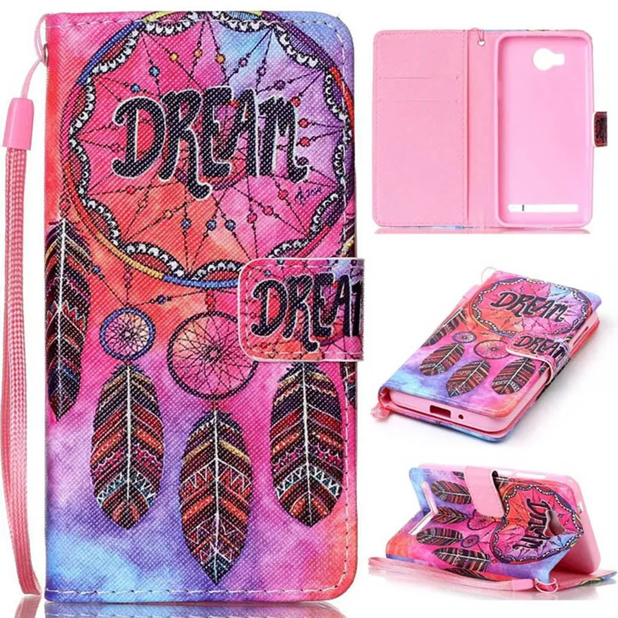 Wallet Case Pouch Pu Leather Cover Phone Cases Cartoon Pattern Flip Protective Covers For Huawei Y3 II With Stand Card Holder -3