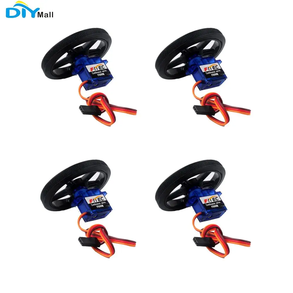 

4set Feetech FS90R 360 Degree Continuous Rotation Micro RC Servo 6V 1.5KG with Wheel DIYmall