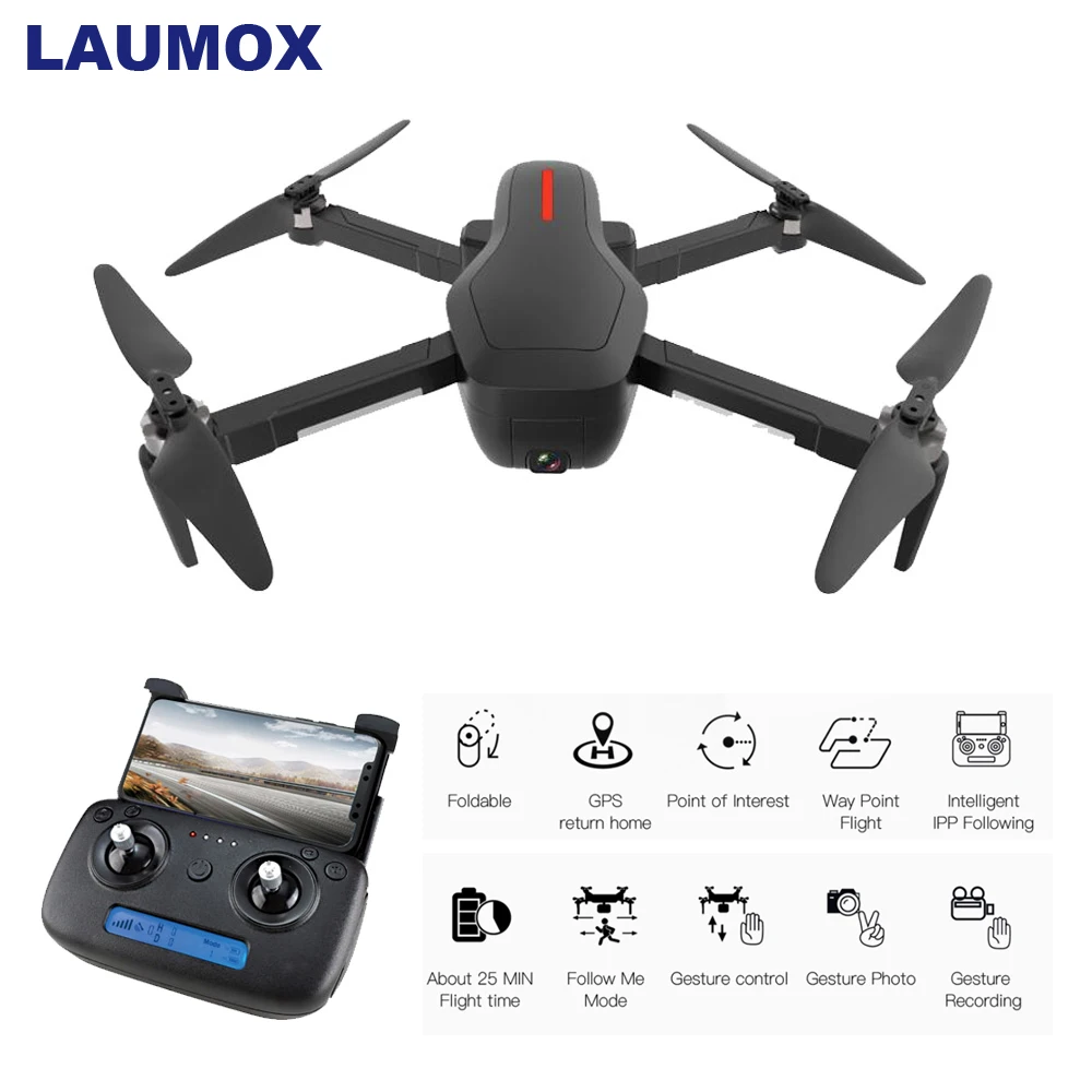 

LAUMOX W10 Drone GPS 5G WIFI FPV With 4K HD Camera Brushless Selfie Foldable RC Quadcopter Dron Vs ZLRC Beast SG906 CG033 F11