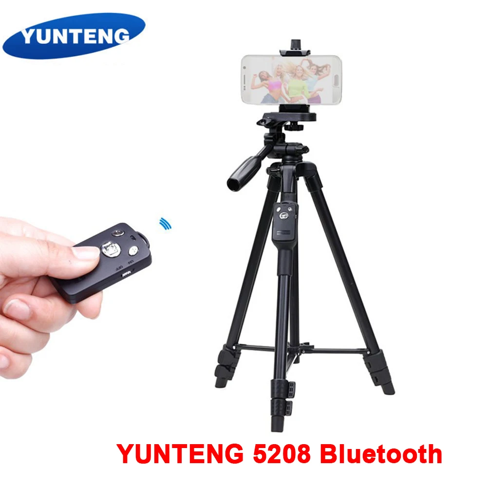 

YUNTENG 5208 43cm-125cm Aluminum Light Weight Tripod With Bluetooth Remote for iPhone 6s Plus Samsung Mi Smartphone