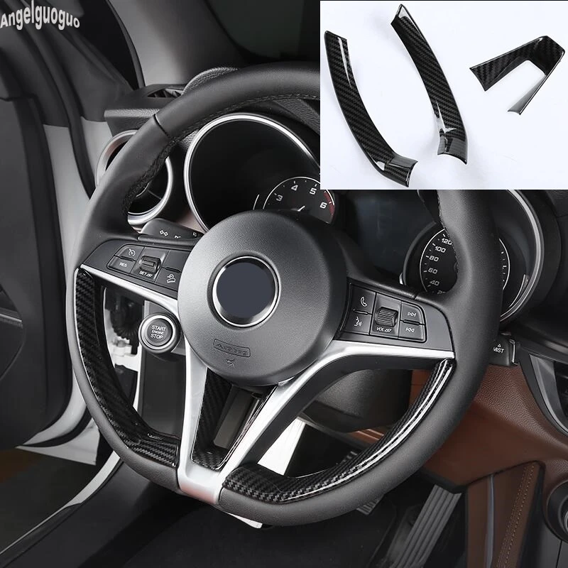 For Alfa Romeo Giulia Stelvio 2017-18 Carbon Fiber Start Engine Stop Cover Trim