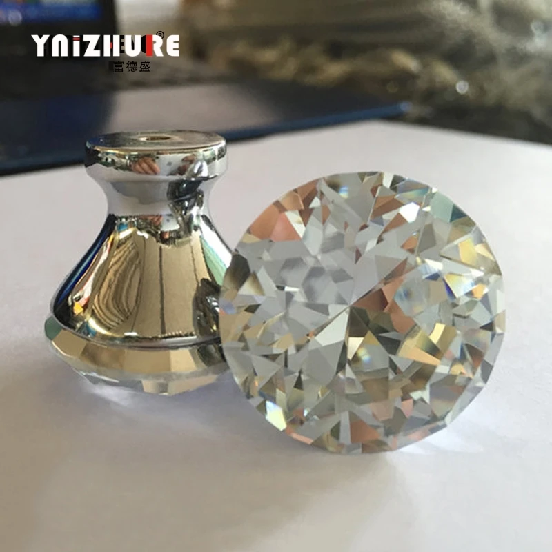 

Modern Continental Simple Crystal Diamond handle small hole handle Hardware cabinet drawer wardrobe door put hand in hand SJ1006
