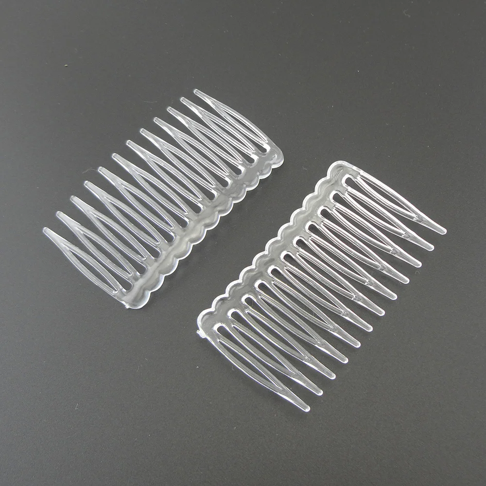 

30PCS 3.8cm*6.8cm 12teeth Clear Plain Plastic Hair Combs Clips for DIY Headpieces Mini Side Comb Hairpins for Bridal Crown Tiara