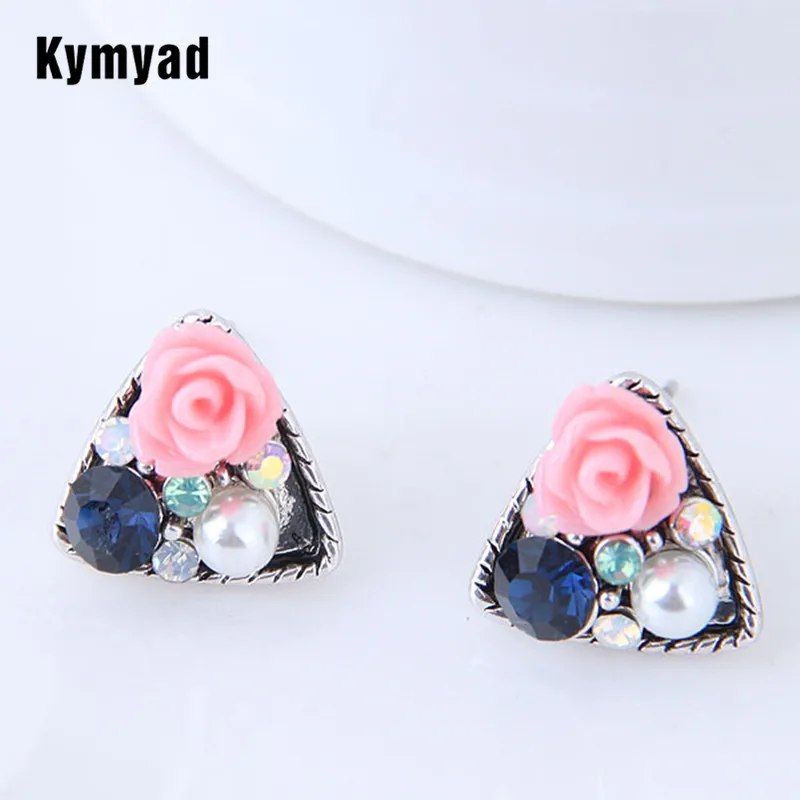 

Kymyad Korean Geometric Triangle Earrings For Women Brincos Flower Stud Earrings Vintage Earings Fashion Jewelry