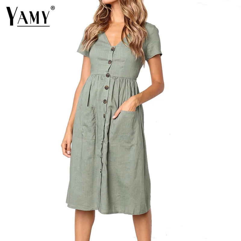 casual midi dress with short sleeves