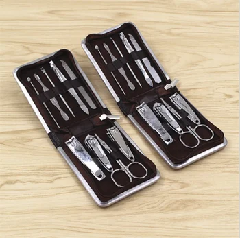 

9pcs/lot Professional Pedicure/Manicure Set Nail Clippers Cuticle Grooming Kit With Case Multi tool / by dhl 100sets