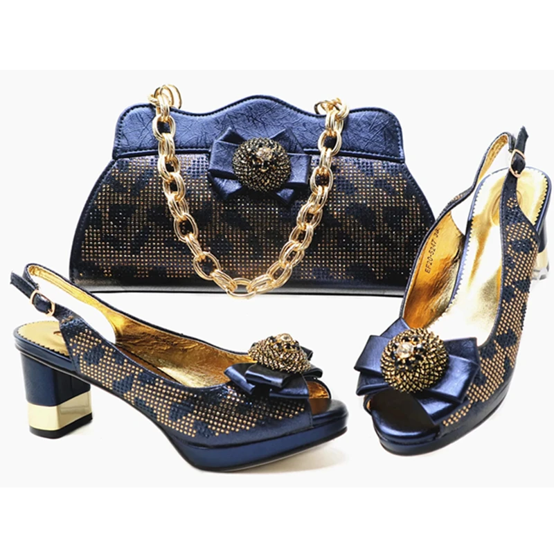 Avec Femmes Parti Strass De gold silver Italiennes Ensemble pueple Et Haute red Sac Blue Qualité Décoré Chaussures Dames green Navy Nigérien Pompes nOAPqwY8