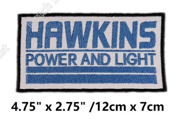 

4.8" Stranger Things Hawkins Power and Light Patches Retro 80s TV Movie Series Embroidered iron on Costume Cosplay for clothing