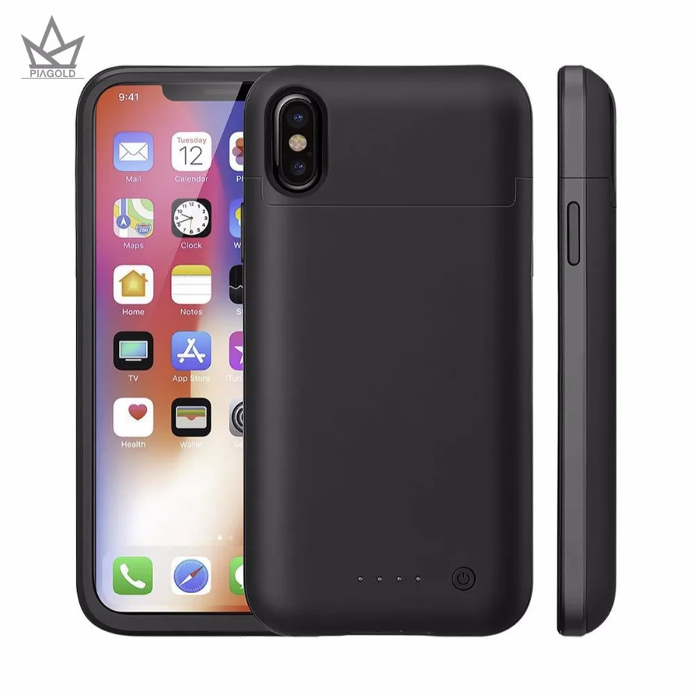 

PIAGOLD case with battery Fashion printing Slim power bank for iphone X 5200mah Portable powerbank phone case Clip battery