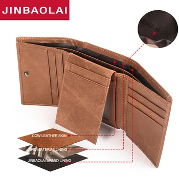 

Fashion Brand New Arrival Genuine Leather Wallet For Men Small Trifold Leather Wallet Men Card Holder Cash Carteira Mini Wallets