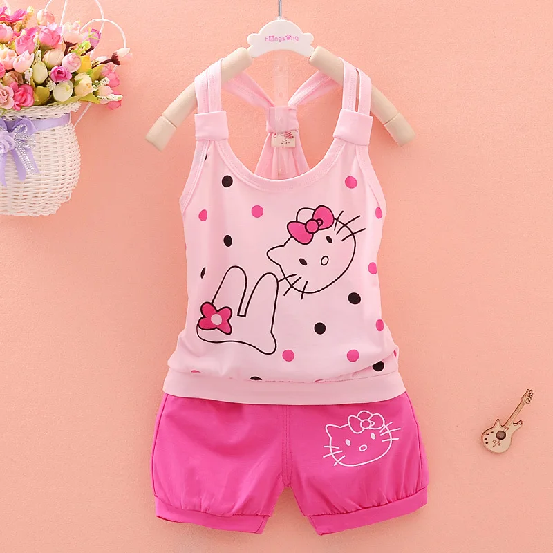 

Summer Kids Girls Clothing Sets Brand Baby Clothes Sleeveless T-Shirt + Pant 2Pcs Children Clothes Suits 6 months to 3 years Old