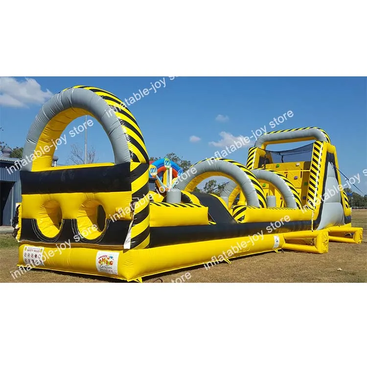 

free ship to sea port, 15*3*5m Inflatable Obstacle Course Bouncy Castle Combo Slide Commercial Team Building Adults Games