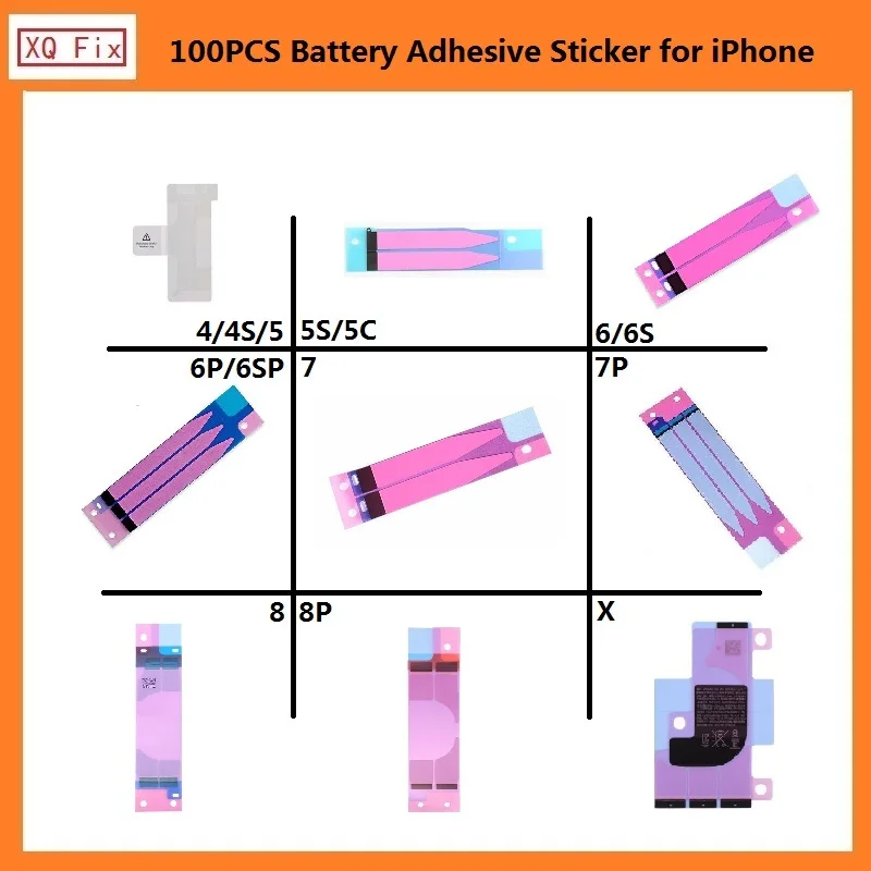 

100 PCS Battery Adhesive Sticker Replacement 3M Double Tape Pull Trip Glue for iPhone 4 5 6 6S 7 8 Plus X