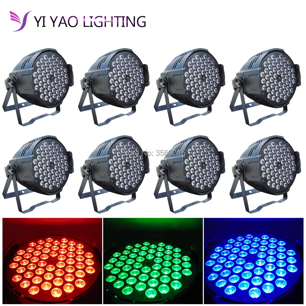 

8pcs/lot 2018 LED Aluminum alloy Par 54x3W RGB 3in1 DMX Stage Lights Light with Professional DJ