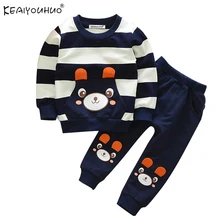 Коллекция года, Осенние комплекты одежды для маленьких мальчиков, хлопковые комплекты одежды с длинными рукавами для детей, комплекты одежды в полоску для мальчиков, костюм из 2 предметов для детей