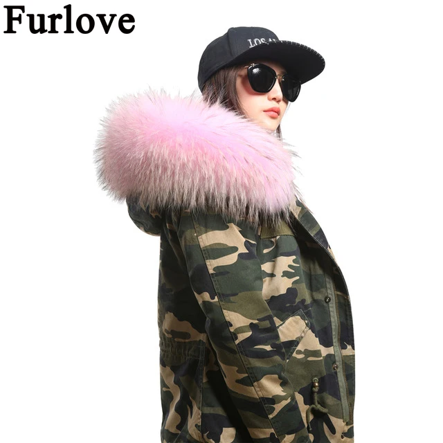 Furlove/новинка 2016 года женская зимняя куртка в армейском и зеленом цвете парка с