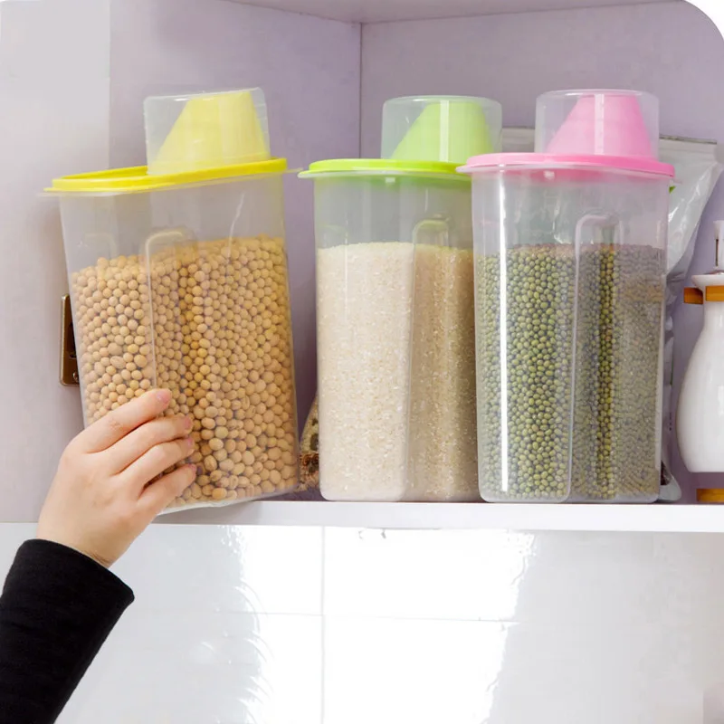 1pcs 2.5L Large Capacity Kitchen Refrigerator Box Draw Cereal Container Lid Plastic Food Storage Crisper Jars