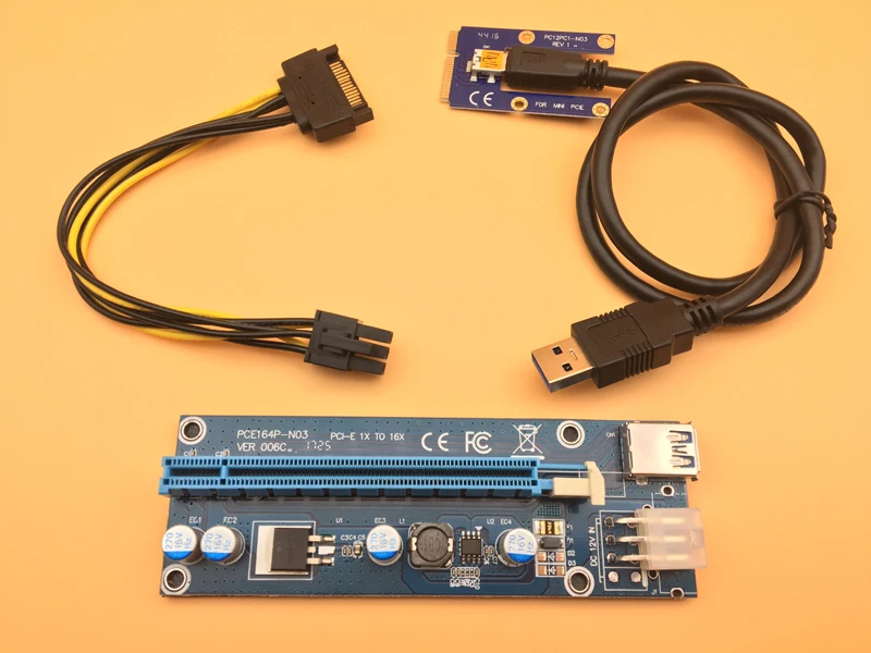 

NEW Mini PCI-E PCI Express 1x to 16x Riser Card USB3.0 to PCIE Graphics Card Slot 6Pin Power Supply for Bitcoin BTC Miner Mining