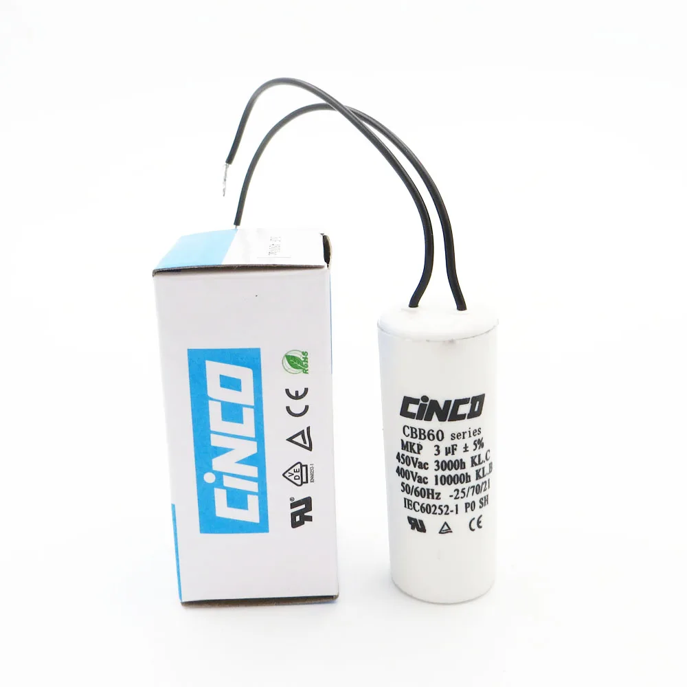

Polypropylene Film Ac 450VAC Water Pump 3UF 400V 450V CBB60 Motor Run Capacitor wire SH DB electrical engine 3mfd 3mf